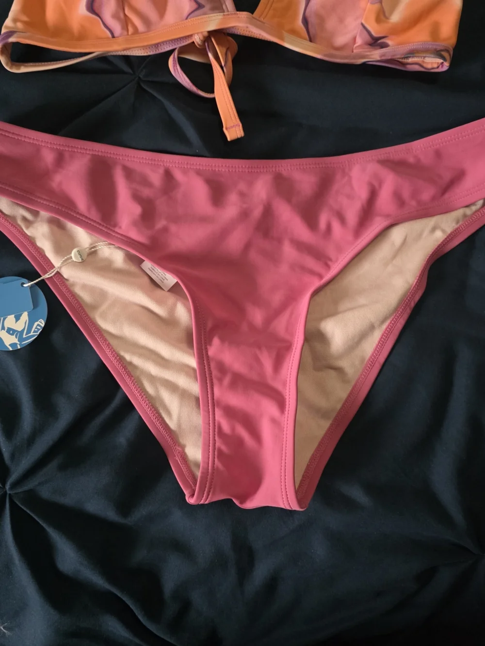 Women’s Two-Piece Halter Bikini Set - Orange & Pink - Picture 3 of 4